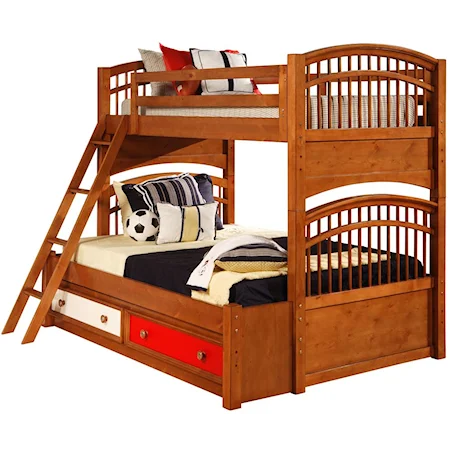 Twin Bunk Bed With Full Bunk Extension and Under Bed Storage Unit